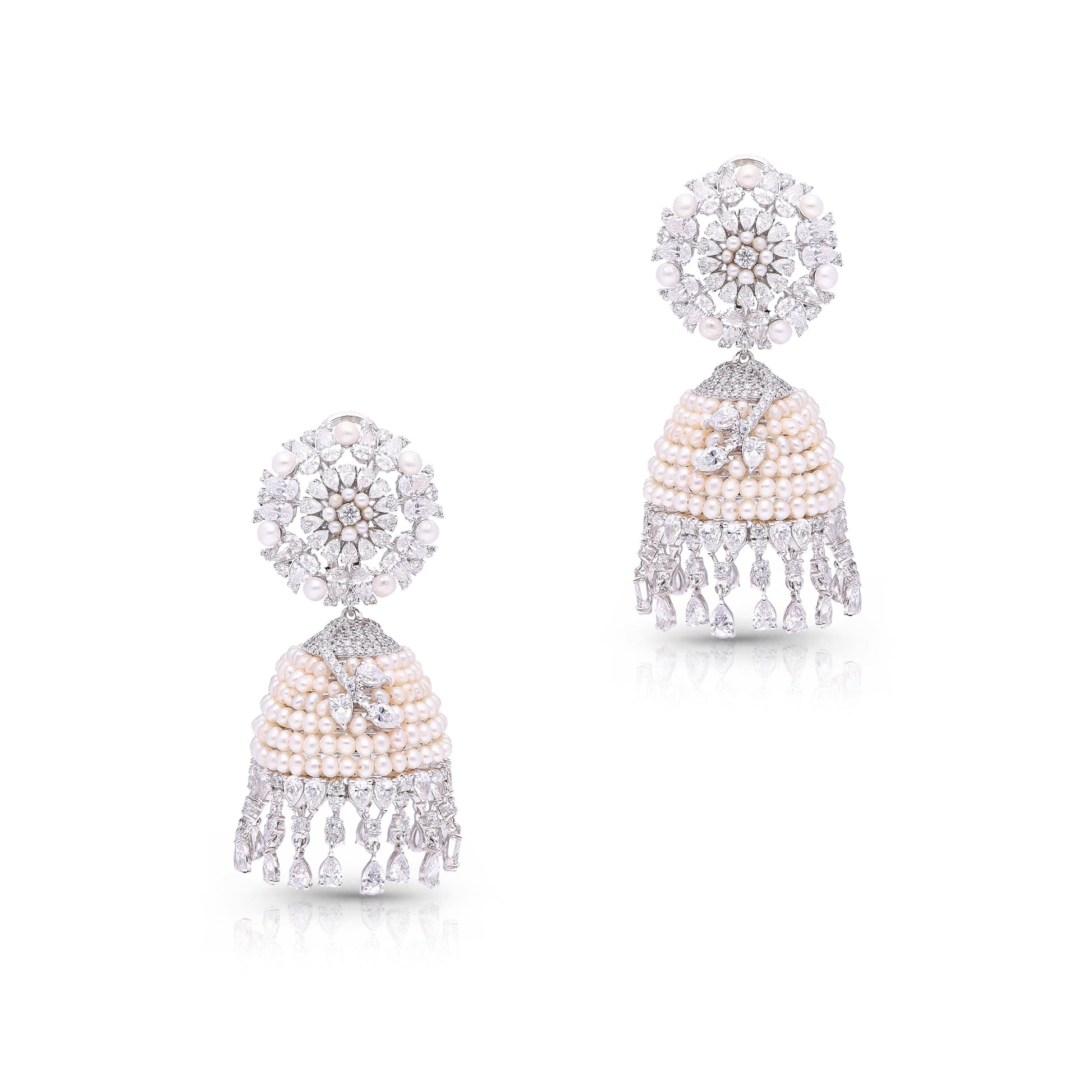White Gold Earrings (Lotus Pearl Earrings)