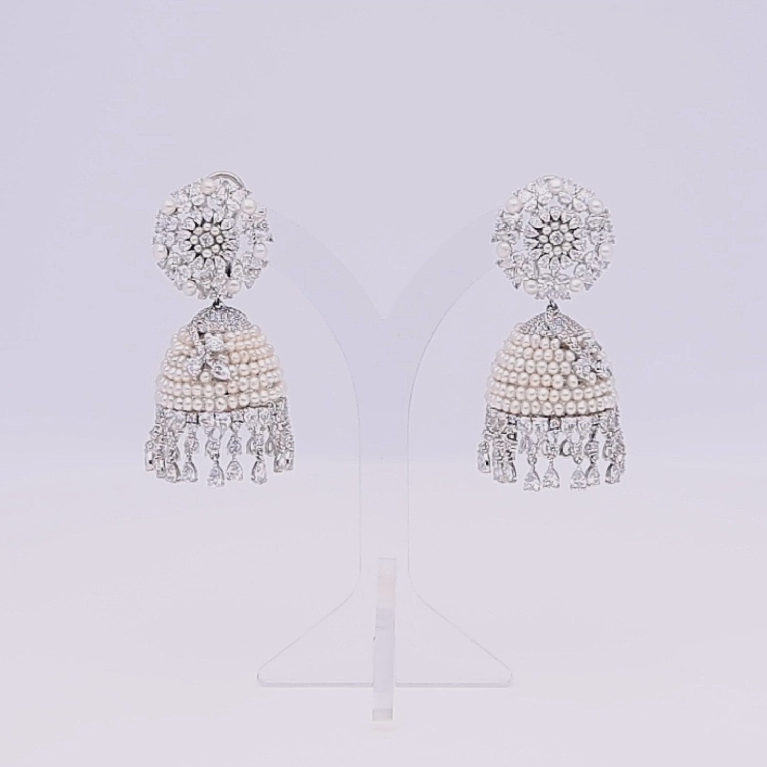 White Gold Earrings (Lotus Pearl Earrings)